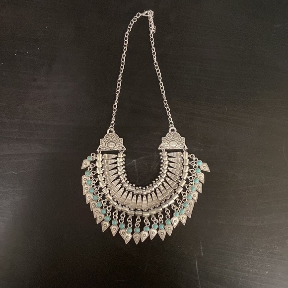 Bohemian Silver Vintage Style Turquoise Stone Necklace - Picture 5 of 6